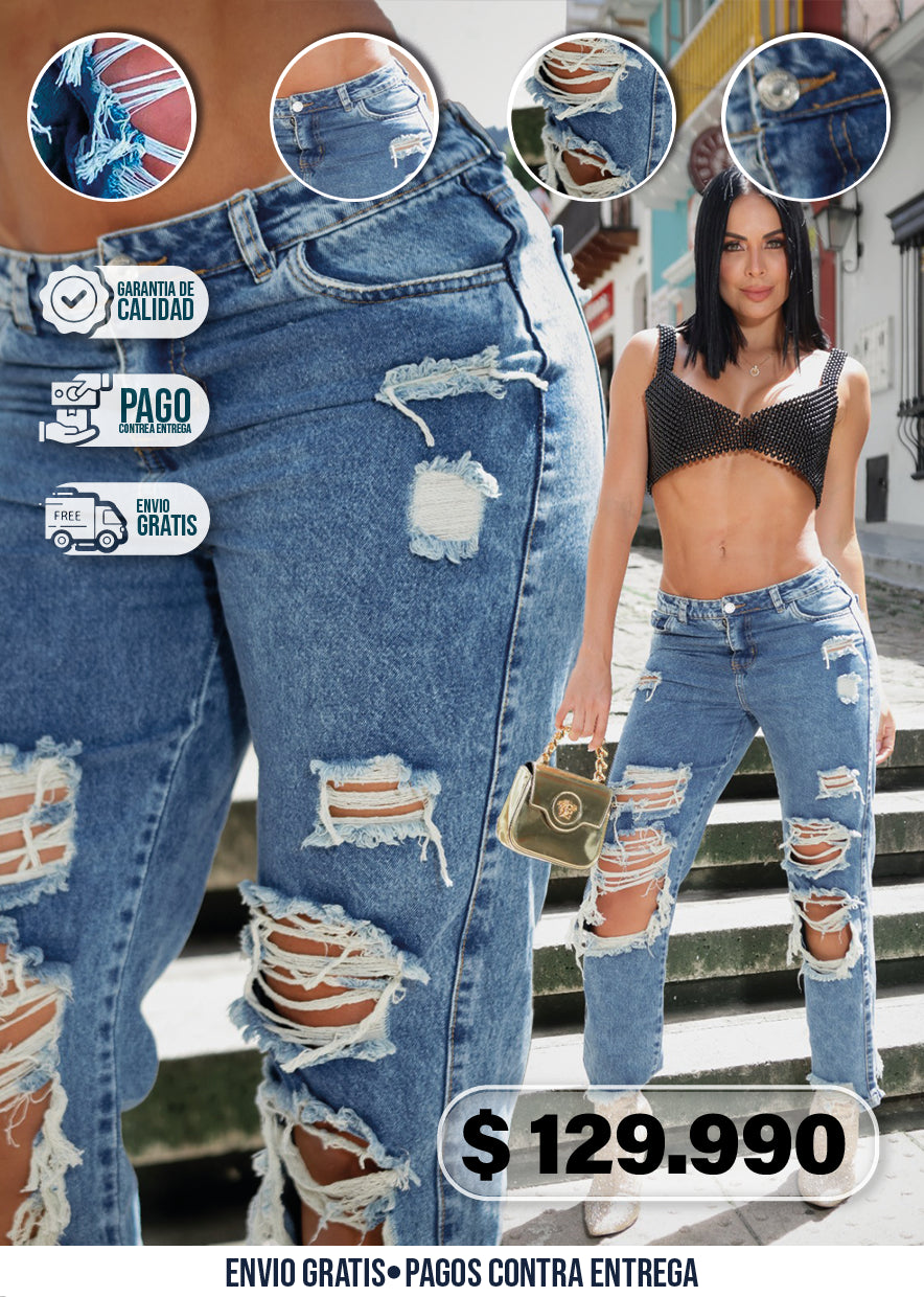 JEANS BOTA RECTA ROTO