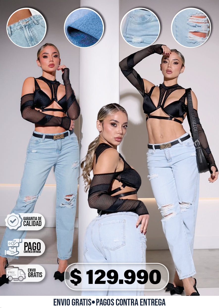 JEANS CON DISEÑO ROTO