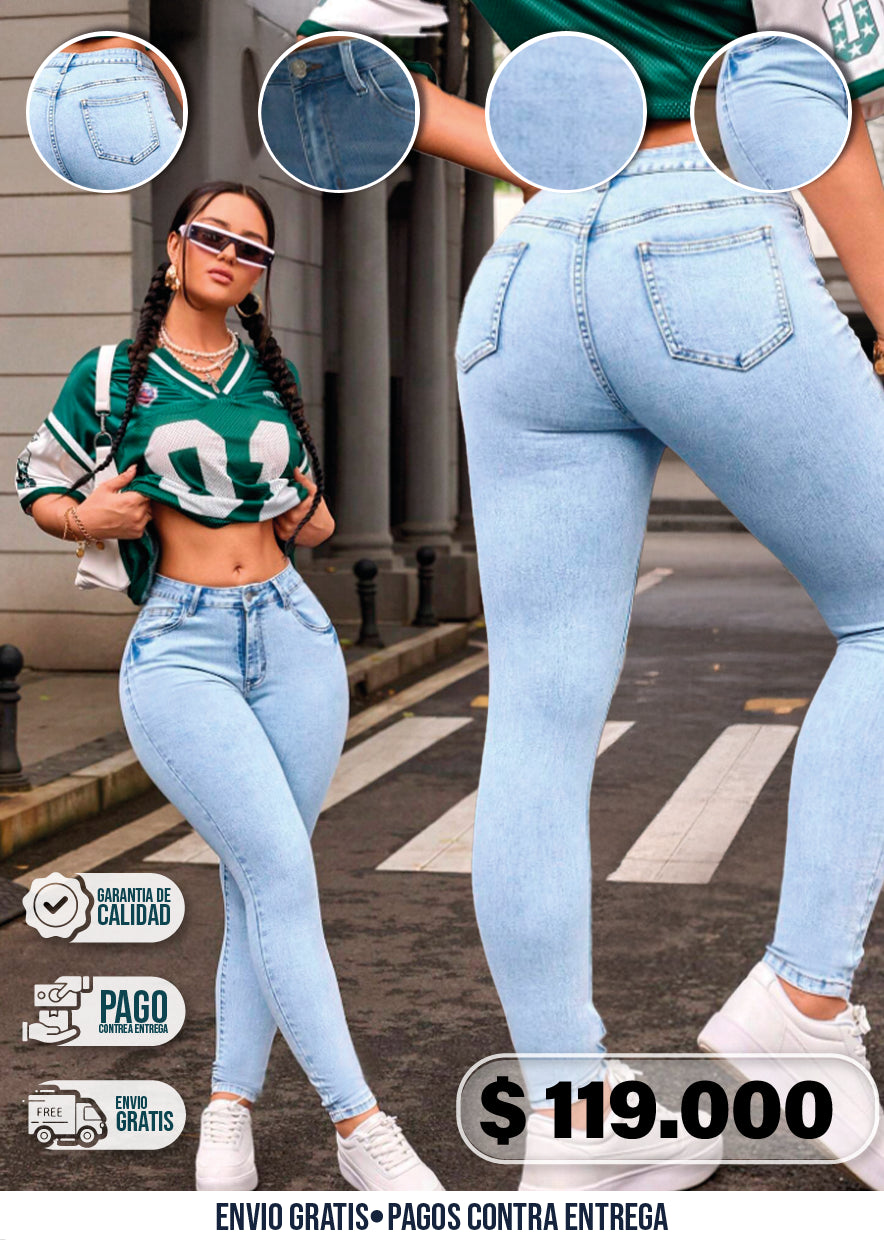 JEANS SKINNY DE TIRO ALTO