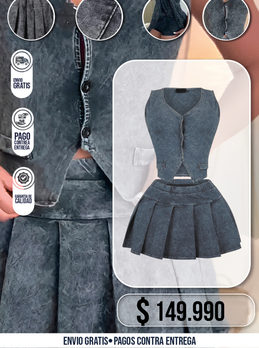 CONJUNTO MINIFALDA Y CHALECO