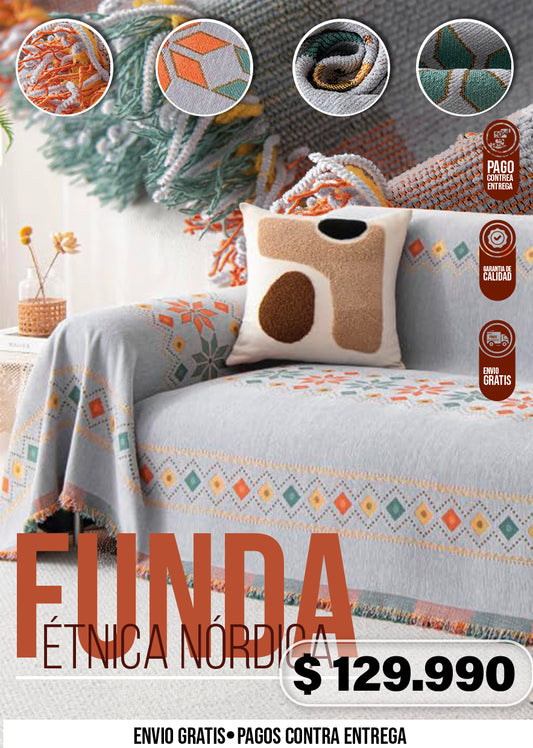 FUNDA GRIS ÉTNICA NÓRDICA