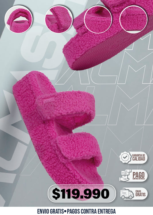 SANDALIAS PELUDITAS TIPO SLIDE CON SUELA GRUESA