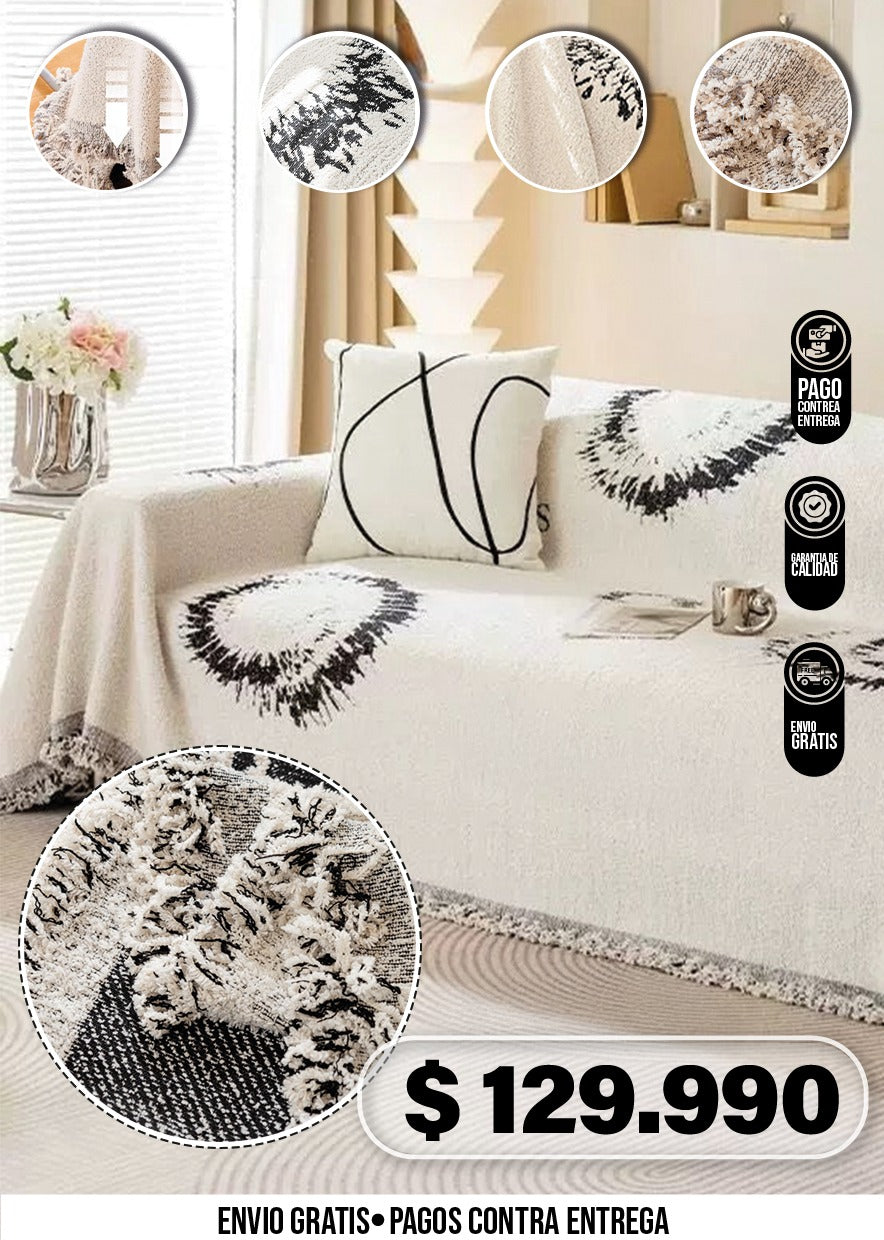 FUNDA SOFA TEJIDA BLANCA