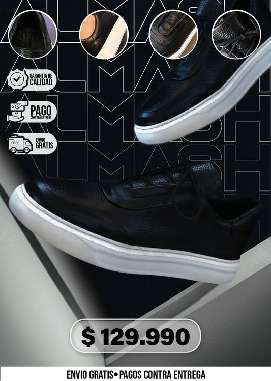 ZAPATILLAS URBANAS DE CUERO NEGRO